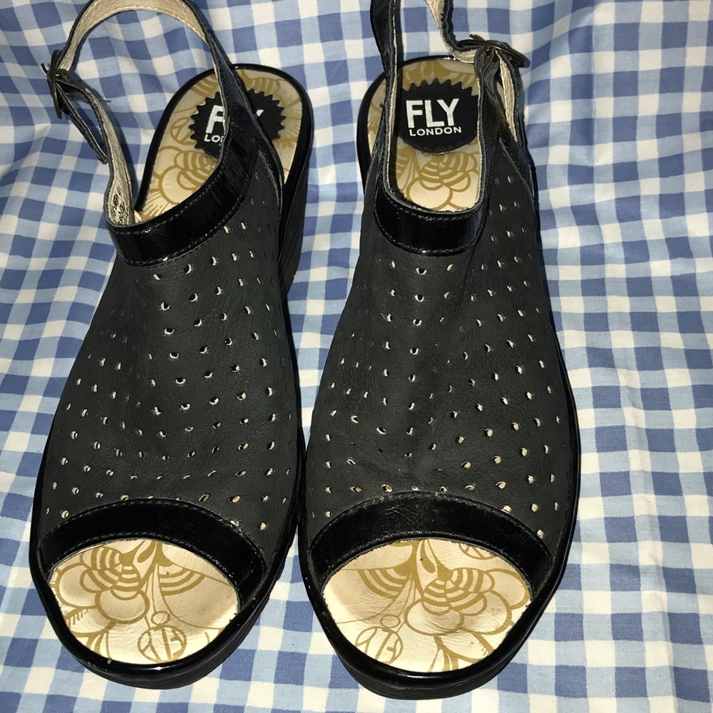 Fly London Leather Wedge Heels Size 9
